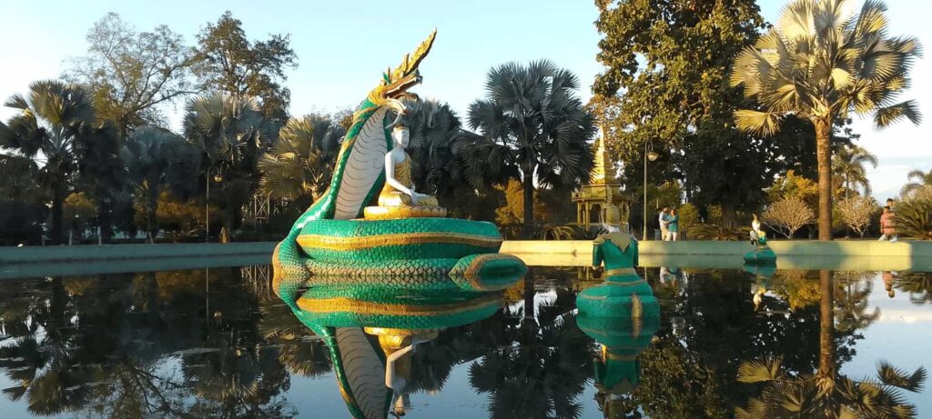 Lord Buddha seated on a snake